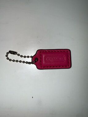 Pink Leather Keychain Tag